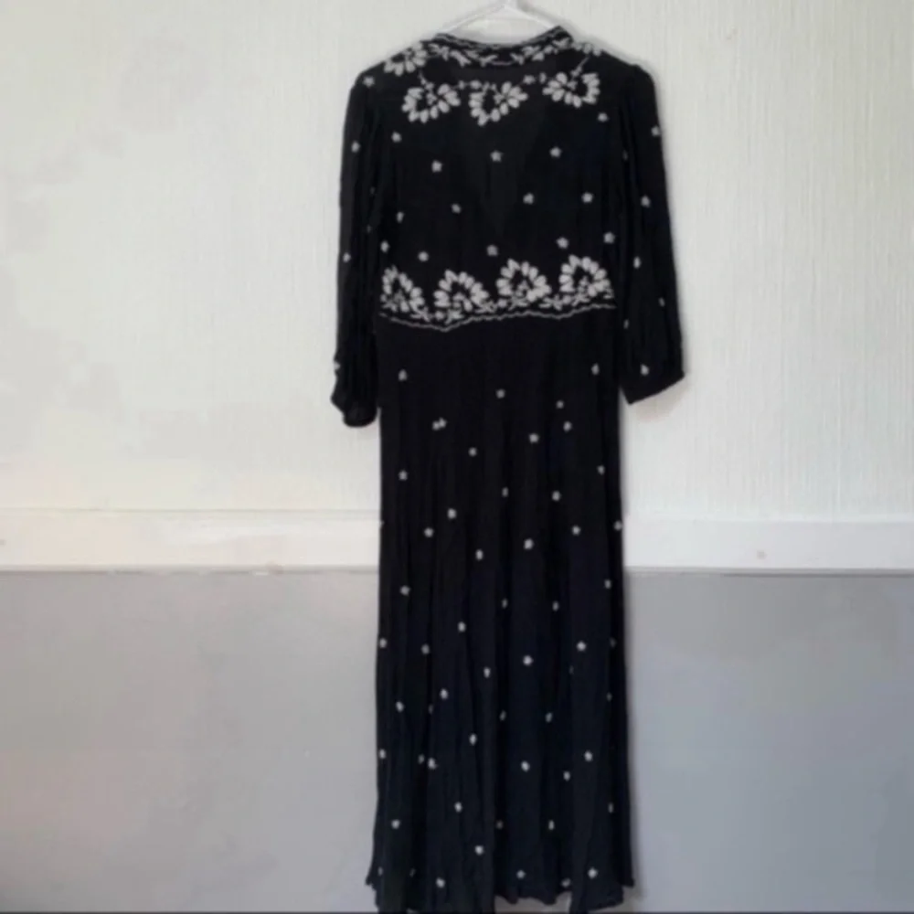 Free People Dress Fable Embroidered Maxi in Black